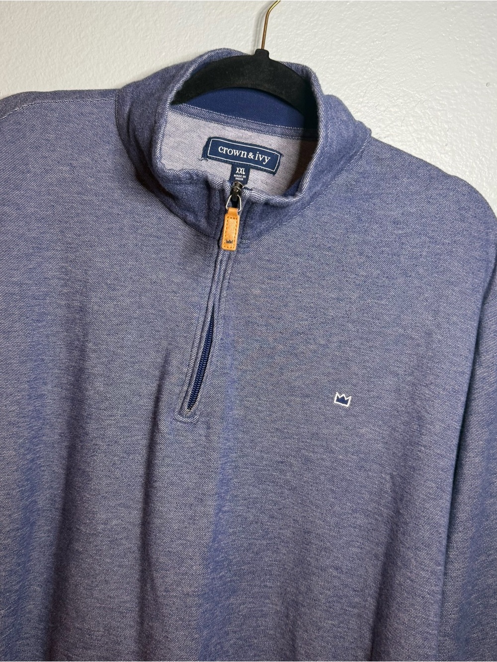 crown & ivy Men's Heather Blue Quarter-Zip Pullover